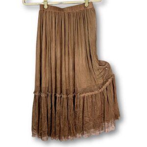 Forever 21 Skirt M Blush Pink Brown Beige Ballet Core Mesh Tulle Gauzy Whimsy